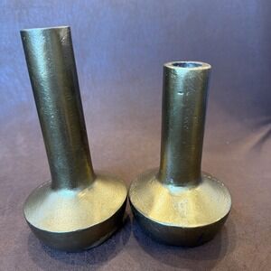 HomArt Gold Metal Bud Vases Taper Candle Holders Modern Decor Set of 2 India